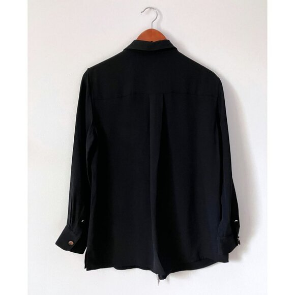 Alexander Wang Black Button Up Blouse with Metal Detailing Size 8 - Picture 2 of 6